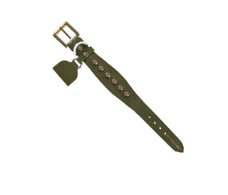 Collar Perro Extra Ancho Corazones Oliva