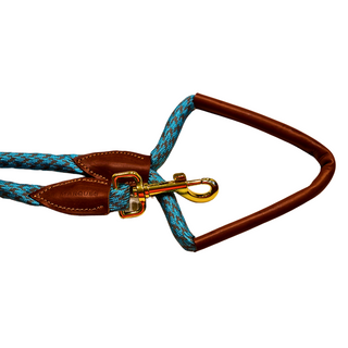 Turquoise and brown cord leash