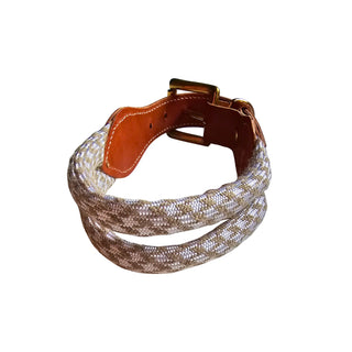 White and brown cord collar