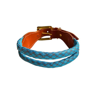 Turquoise and brown cord collar